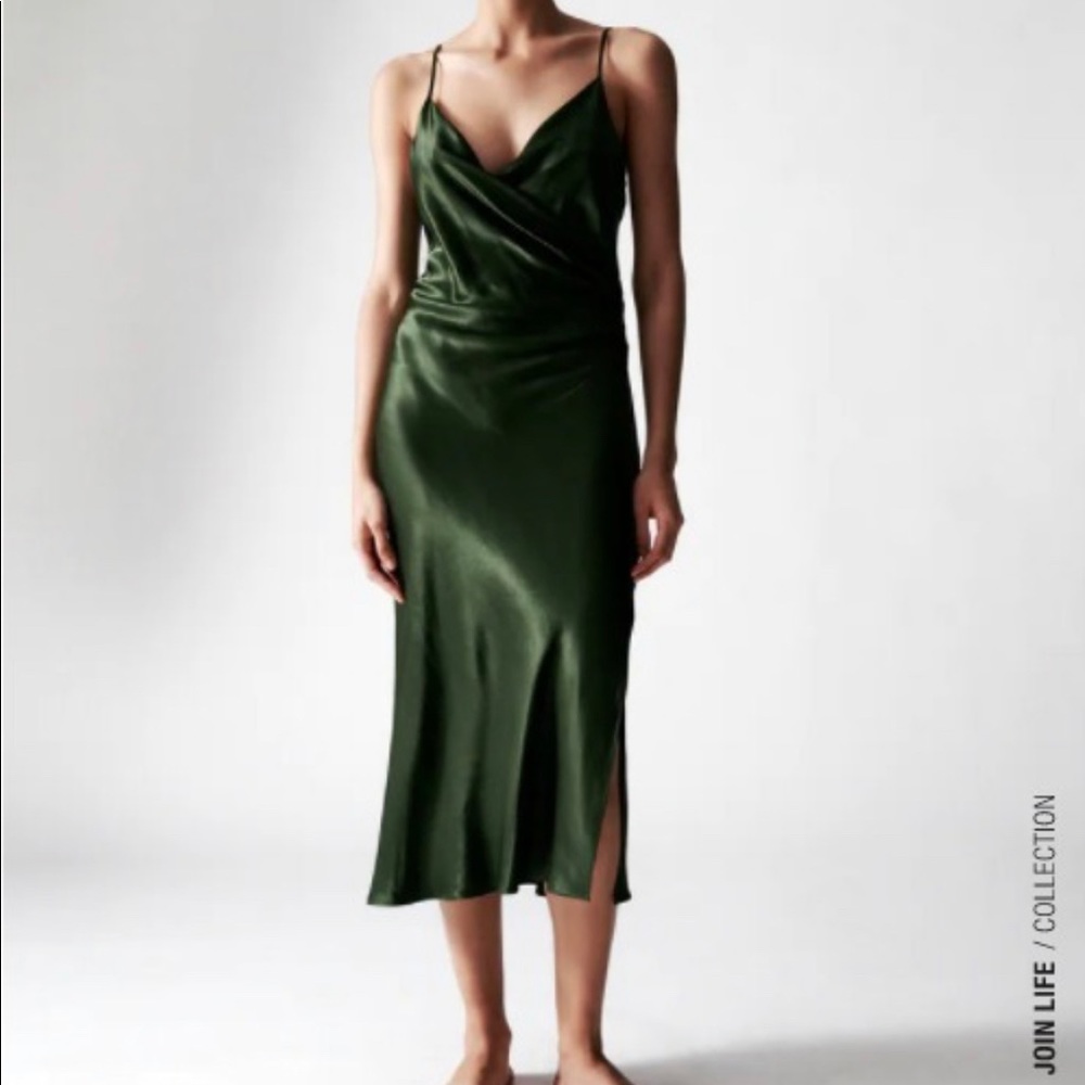 Green XS Zara Slip Dress with Slit